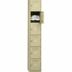 Tennsco Six-Tier Box Locker, 1-Wide, 72"H x 12"W x 18"D, Sand