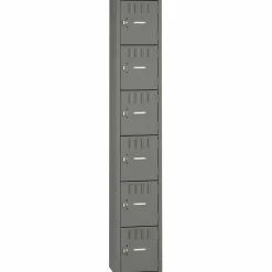 Tennsco Six-Tier Box Locker, 1-Wide, 72"H x 12"W x 18"D, Medium Gray