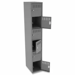 Tennsco Six-Tier Box Locker, 1-Wide, 72"H x 12"W x 18"D, Medium Gray