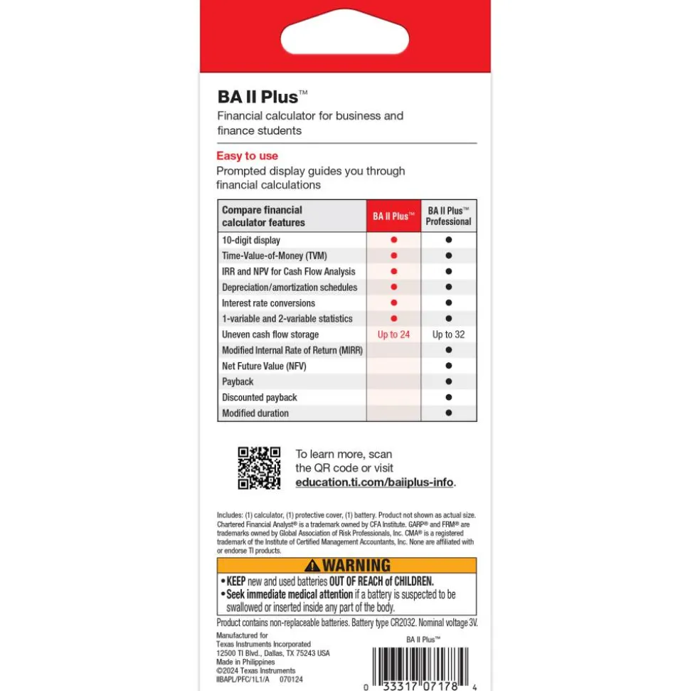 Texas Instruments BA II Plus Financial Calculator
