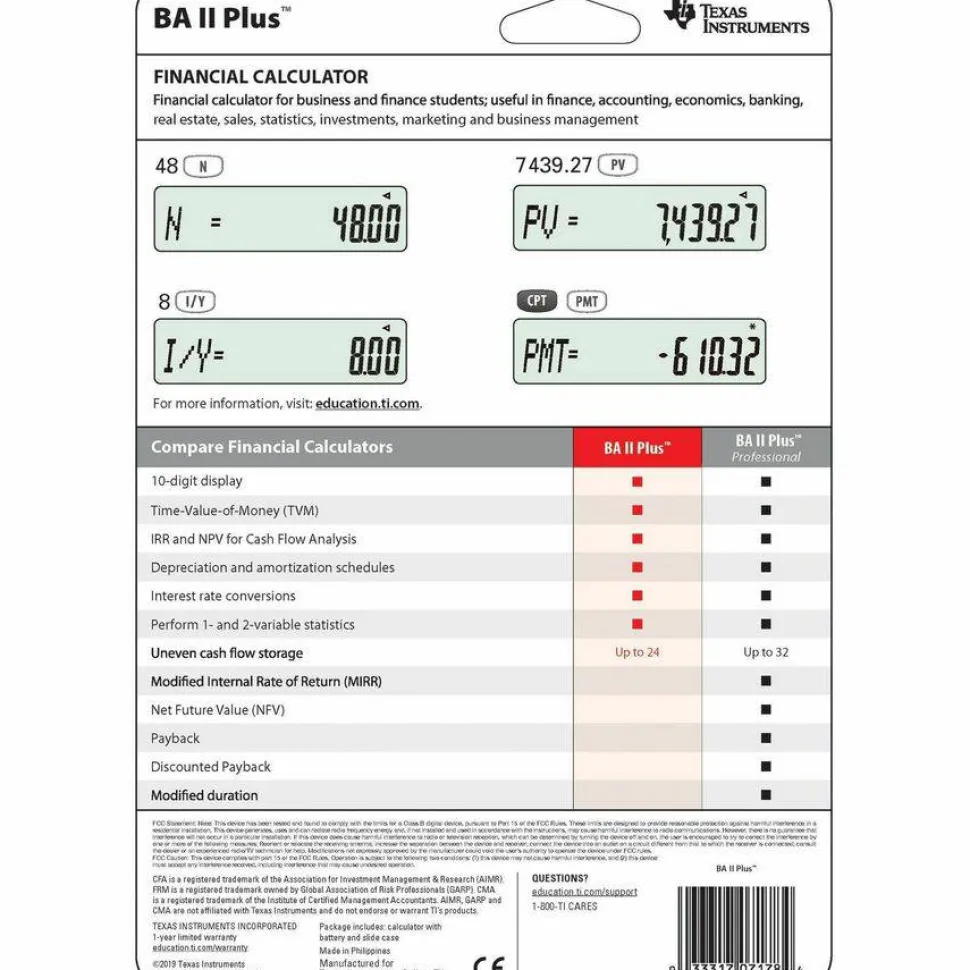 Texas Instruments BA II Plus Financial Calculator