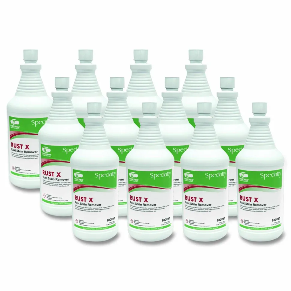 Theochem Laboratories Rust-X Rust Stain Remover Acidic Cleaner, Acidic Scent, 1 qt Bottle, 12/Carton