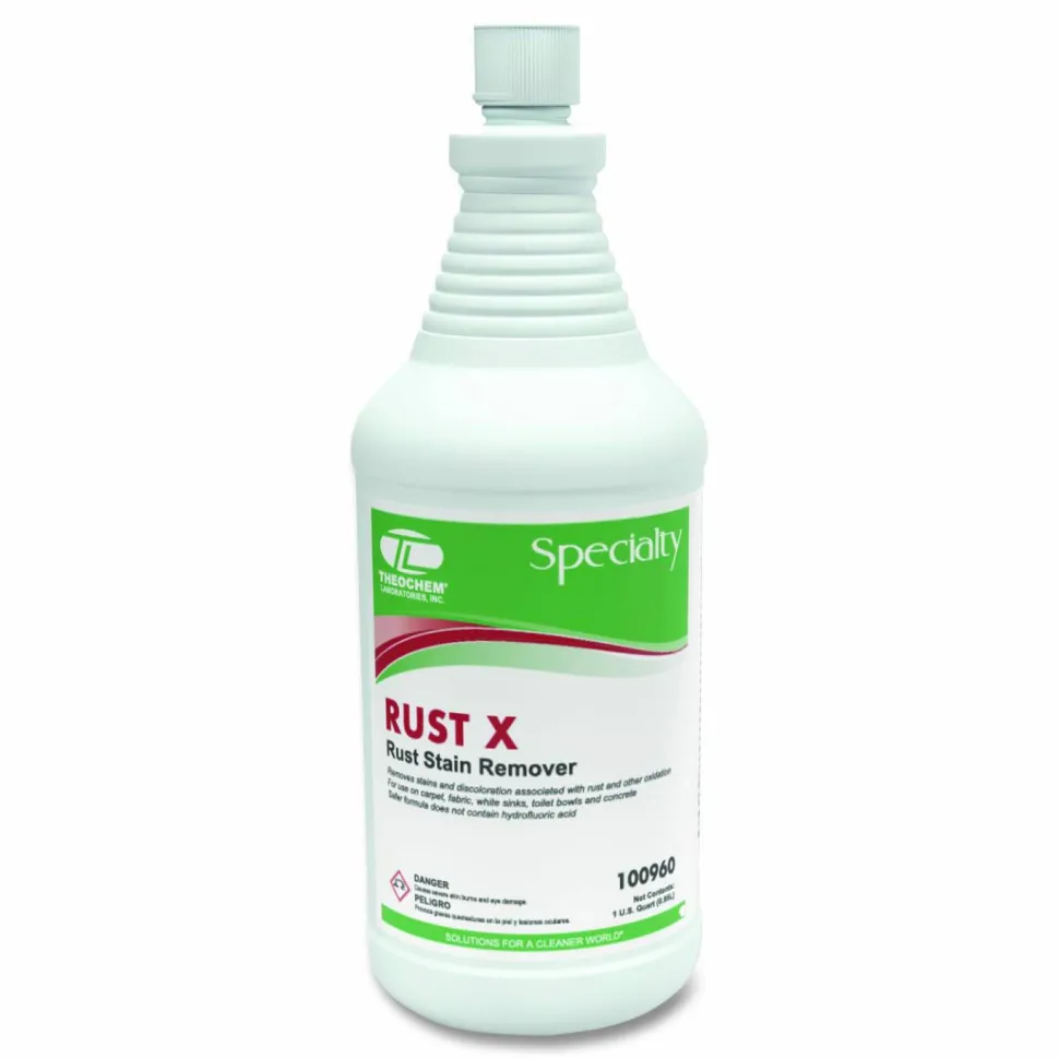 Theochem Laboratories Rust-X Rust Stain Remover Acidic Cleaner, Acidic Scent, 1 qt Bottle, 12/Carton