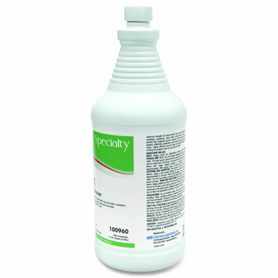 Theochem Laboratories Rust-X Rust Stain Remover Acidic Cleaner, Acidic Scent, 1 qt Bottle, 12/Carton