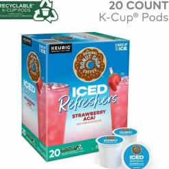 The Original Donut Shop Iced Refreshers, Strawberry Açaí Flavor, Keurig Single Serve K-Cup Pods, Box of 20 K-Cup Pods