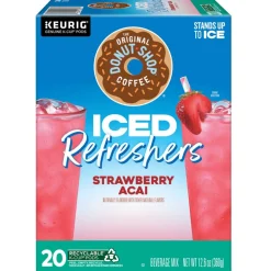 The Original Donut Shop Iced Refreshers, Strawberry Açaí Flavor, Keurig Single Serve K-Cup Pods, Box of 20 K-Cup Pods
