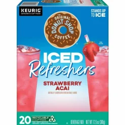 The Original Donut Shop Iced Refreshers, Strawberry Açaí Flavor, Keurig Single Serve K-Cup Pods, Box of 20 K-Cup Pods