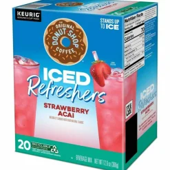 The Original Donut Shop Iced Refreshers, Strawberry Açaí Flavor, Keurig Single Serve K-Cup Pods, Box of 20 K-Cup Pods