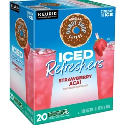 The Original Donut Shop Iced Refreshers, Strawberry Açaí Flavor, Keurig Single Serve K-Cup Pods, Box of 20 K-Cup Pods