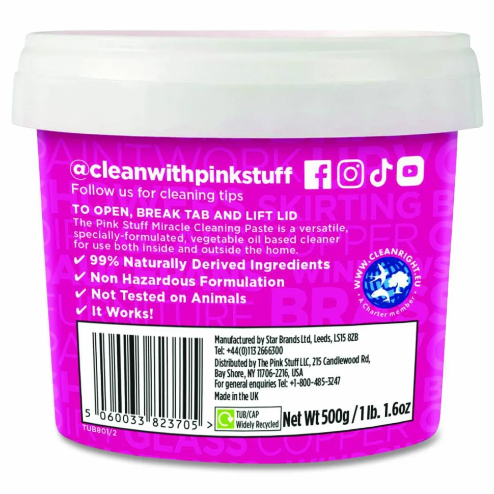 The Pink Stuff Miracle Cleaning Paste, Fruity Scent, 17.6 oz Jar, 6/Carton