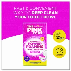 The Pink Stuff Miracle Power Foaming Toilet Cleaner, Fruity Scent, 3.5 oz Packet, 2 Packets/Box, 10 Boxes/Carton