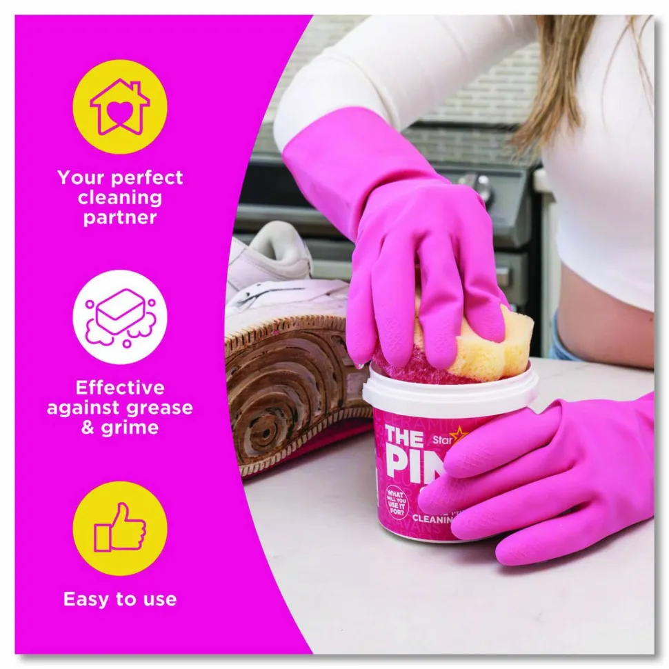 The Pink Stuff Sqeezy Dual-Sided Sponge and Scrubber, 4" x 5.3", 3.8" Thick, Pink/Ivory, 12/Carton