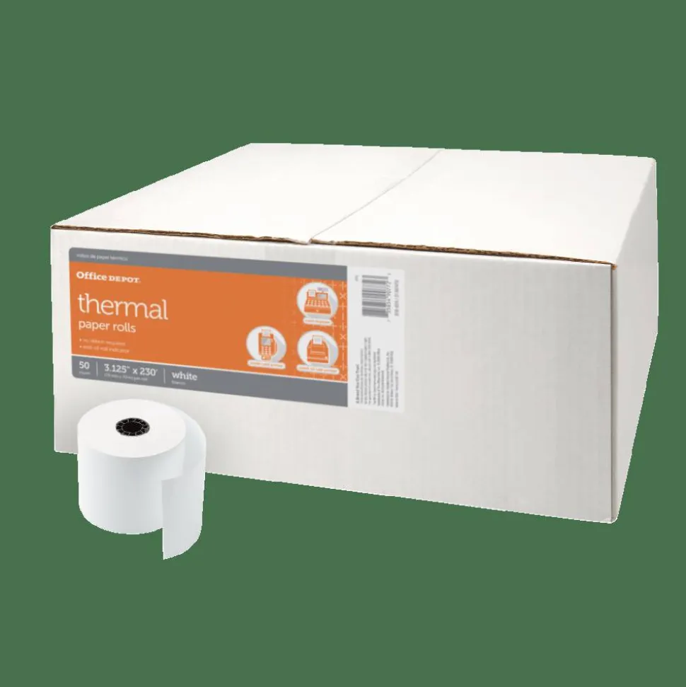 Thermal Paper Rolls, 3-1/8" x 230', White, Carton Of 50