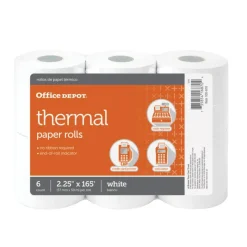 Thermal Paper Rolls, 2-1/4" x 165', White, Pack Of 6