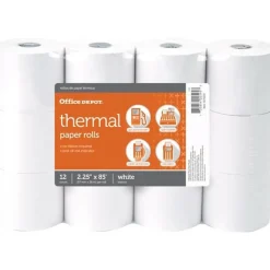 Thermal Paper Rolls, 2-1/4" x 85', White, Pack of 12