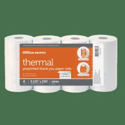 Thermal Preprinted "Thank You" Paper Rolls, 3-1/8" x 230', White, Pack Of 8