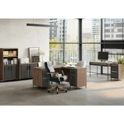 Thomasville Alderbrook 60"H 3-Shelf Bookcase With Storage, Walnut/Matte Black