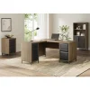 Thomasville Alderbrook 60"W L-Shaped Corner Desk With Integrated Power Outlet, Walnut/Matte Black