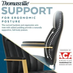 Thomasville Lyndale Ergonomic Vegan Leather Mid-Back Office Chair, Black/Gold