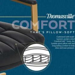 Thomasville Lyndale Ergonomic Vegan Leather Mid-Back Office Chair, Black/Gold