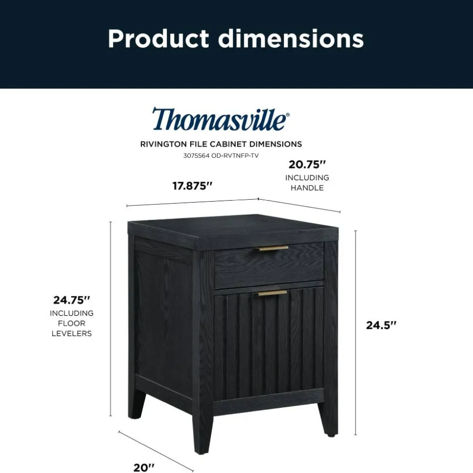 Thomasville Rivington 20-3/4"D Vertical 2-Drawer File Cabinet, Raven Black