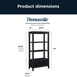 Thomasville Rivington 60"H 3-Shelf Bookcase With Storage, Raven Black