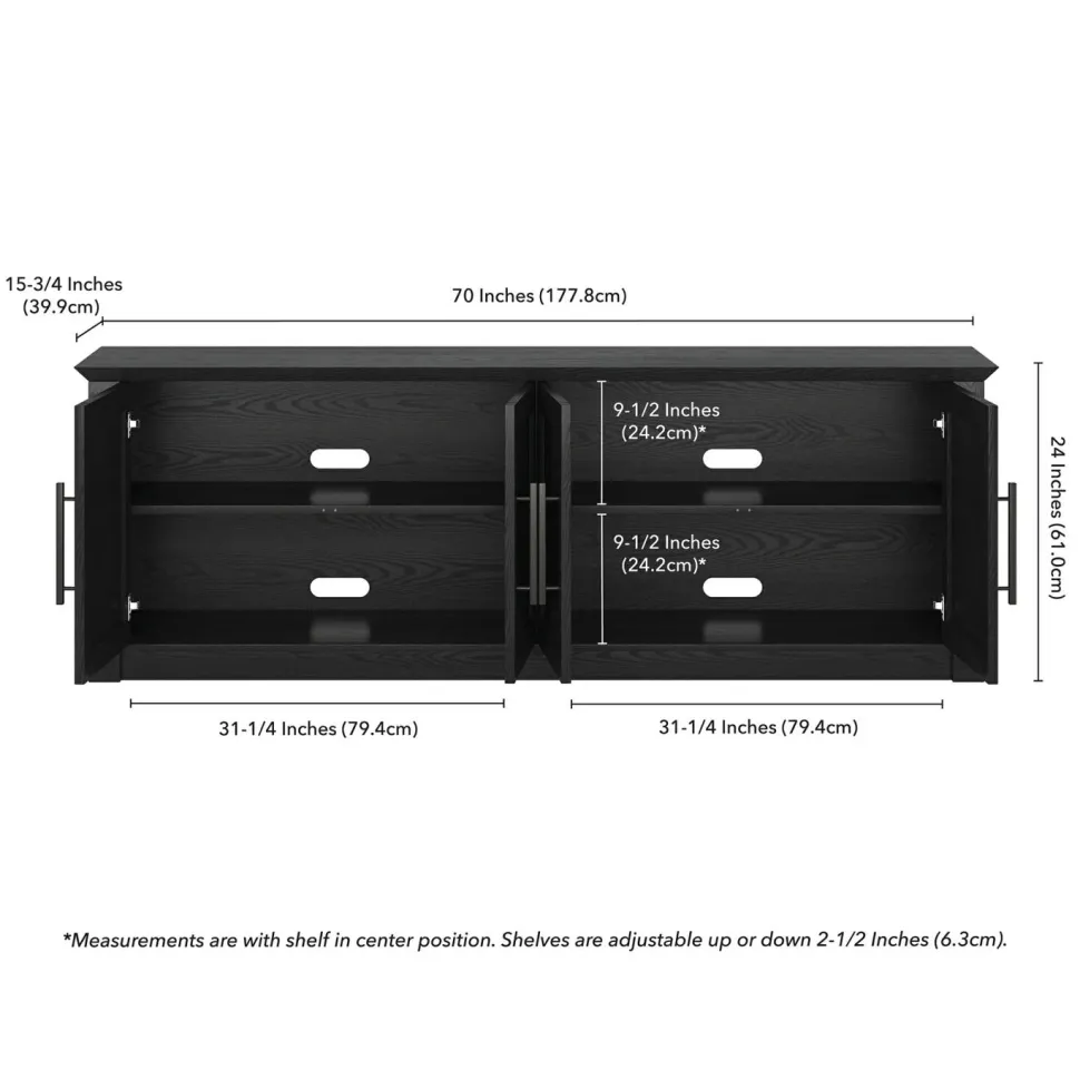 Thornwell Rectangular TV Stand for TV's up to 78" in Black Grain
