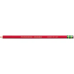 Ticonderoga Erasable Checking Pencils, Presharpened, Carmine Red, Pack Of 12