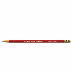 Ticonderoga Erasable Checking Pencils, Presharpened, Carmine Red, Pack Of 12