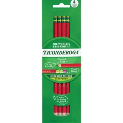 Ticonderoga Erasable Checking Pencils, Presharpened, Carmine Red, Pack Of 12