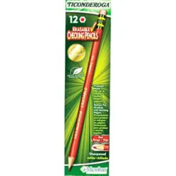 Ticonderoga Erasable Checking Pencils, Presharpened, Carmine Red, Pack Of 12