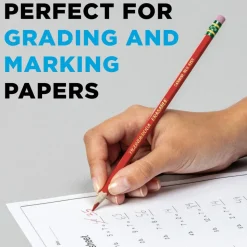 Ticonderoga Erasable Checking Pencils, Presharpened, Carmine Red, Pack Of 12