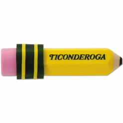 Ticonderoga Latex-free Pencil-shape Eraser - Yellow - Pencil - 36 / Box - Latex-free, Smudge-free, Non-toxic