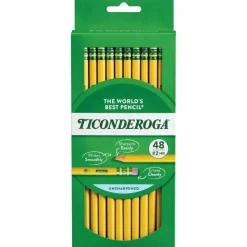 Ticonderoga Pencils, #2 Medium Soft Lead, Yellow Barrel, Box Of 48 Pencils