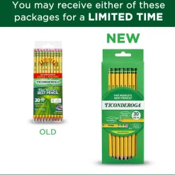 Ticonderoga Pencils , Pre-Sharpened, #2 Soft Lead, Yellow Barrel, Box Of 30