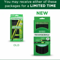 Ticonderoga Pencils, #2 Soft Lead, Black Barrel, Box Of 12