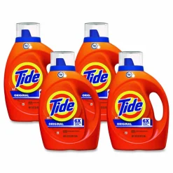 Tide HE Laundry Detergent, Original Scent, Liquid, 64 Loads, 80 oz Bottle, 4/Carton