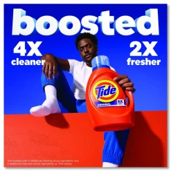 Tide HE Laundry Detergent, Original Scent, Liquid, 64 Loads, 80 oz Bottle, 4/Carton