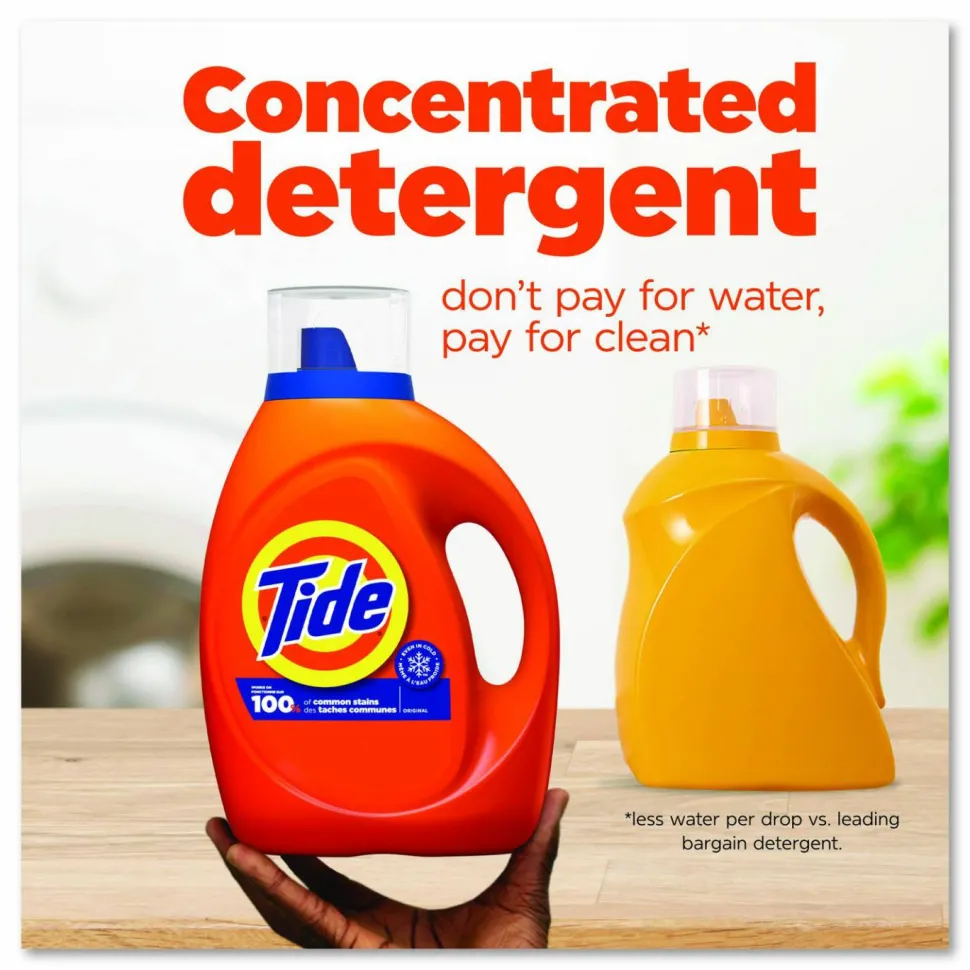 Tide HE Laundry Detergent, Original Scent, Liquid, 64 Loads, 80 oz Bottle, 4/Carton