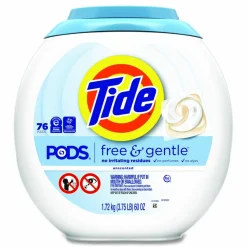 Tide PODS Laundry Detergent, Free and Gentle, HE Compatible, 56 oz Tub, 76 Pacs/Tub, 4 Tubs/Carton