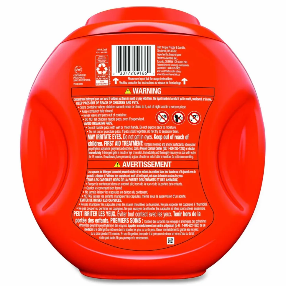 Tide PODS Laundry Detergent, HE Compatible, Spring Meadow, 57 oz Tub, 76 Pacs/Tub, 4 Tubs/Carton