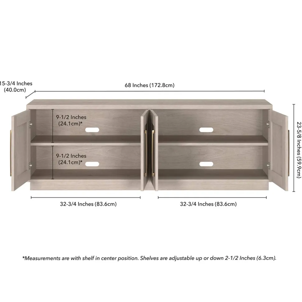Tillman Rectangular TV Stand for TV's up to 75" in Alder White