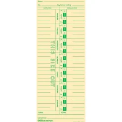 Time Cards, Weekly, Monday–Sunday Format, 1-Sided, 3 3/8" x 8 7/8", Manila, Pack Of 100