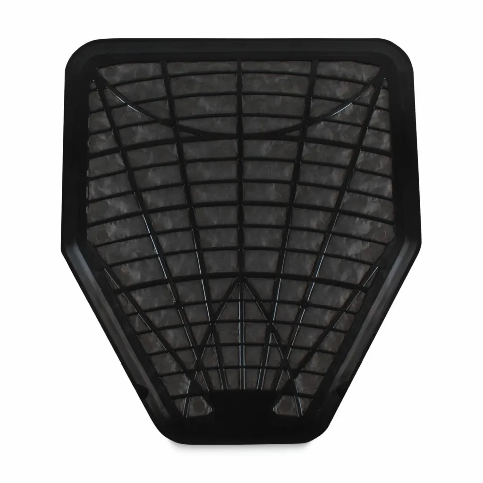 TOLCO Urinal Mat, Shield-Shaped, Black Non-Slip Perforated Surface, 20.75" x 18.5", 6/Carton