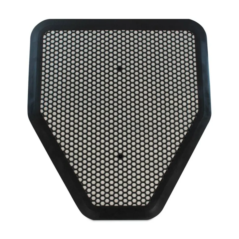 TOLCO Urinal Mat, Shield-Shaped, Black Non-Slip Perforated Surface, 20.75" x 18.5", 6/Carton