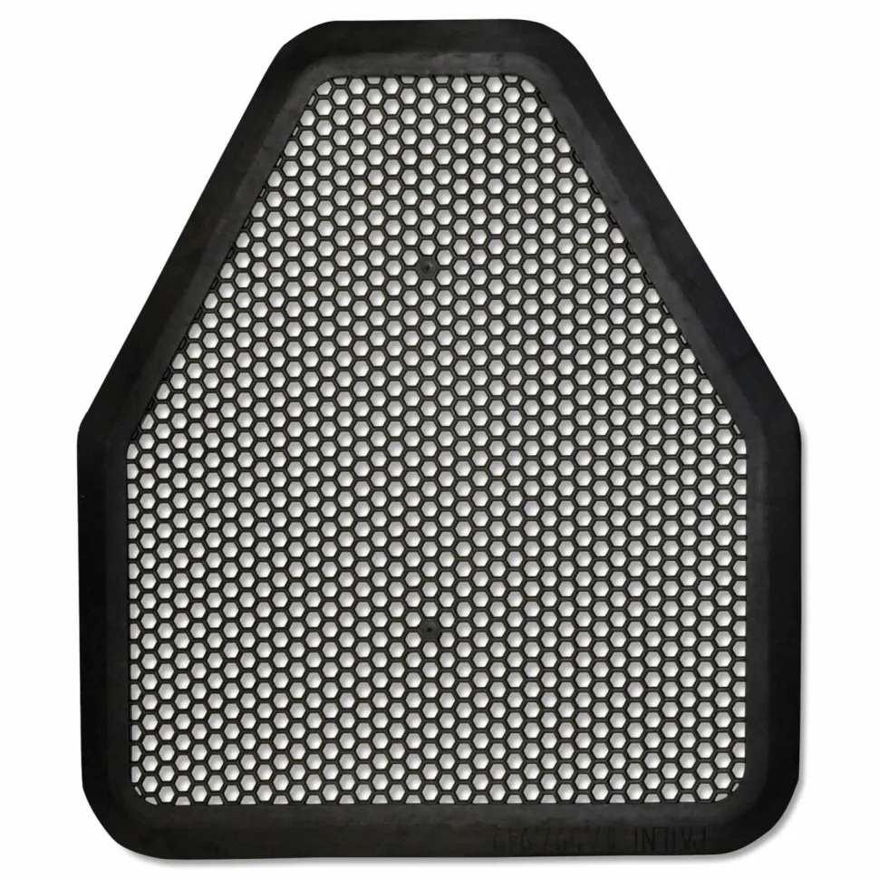 TOLCO Urinal Mat, Shield-Shaped, Black Non-Slip Perforated Surface, 20.75" x 18.5", 6/Carton