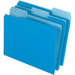 2-Tone File Folders, 1/3 Cut, Letter Size, Blue, Box Of 100