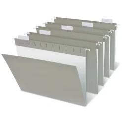 2-Tone Hanging File Folders, 1/5 Cut, 8 1/2" x 11", Letter Size, Gray, Box Of 25 Folders