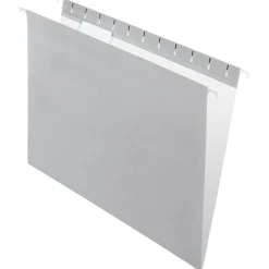 2-Tone Hanging File Folders, 1/5 Cut, 8 1/2" x 11", Letter Size, Gray, Box Of 25 Folders