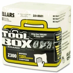 TOOLBOX Z300 Quarterfold Wipers, 1-Ply, 11.87 x 13, White, 12/Carton